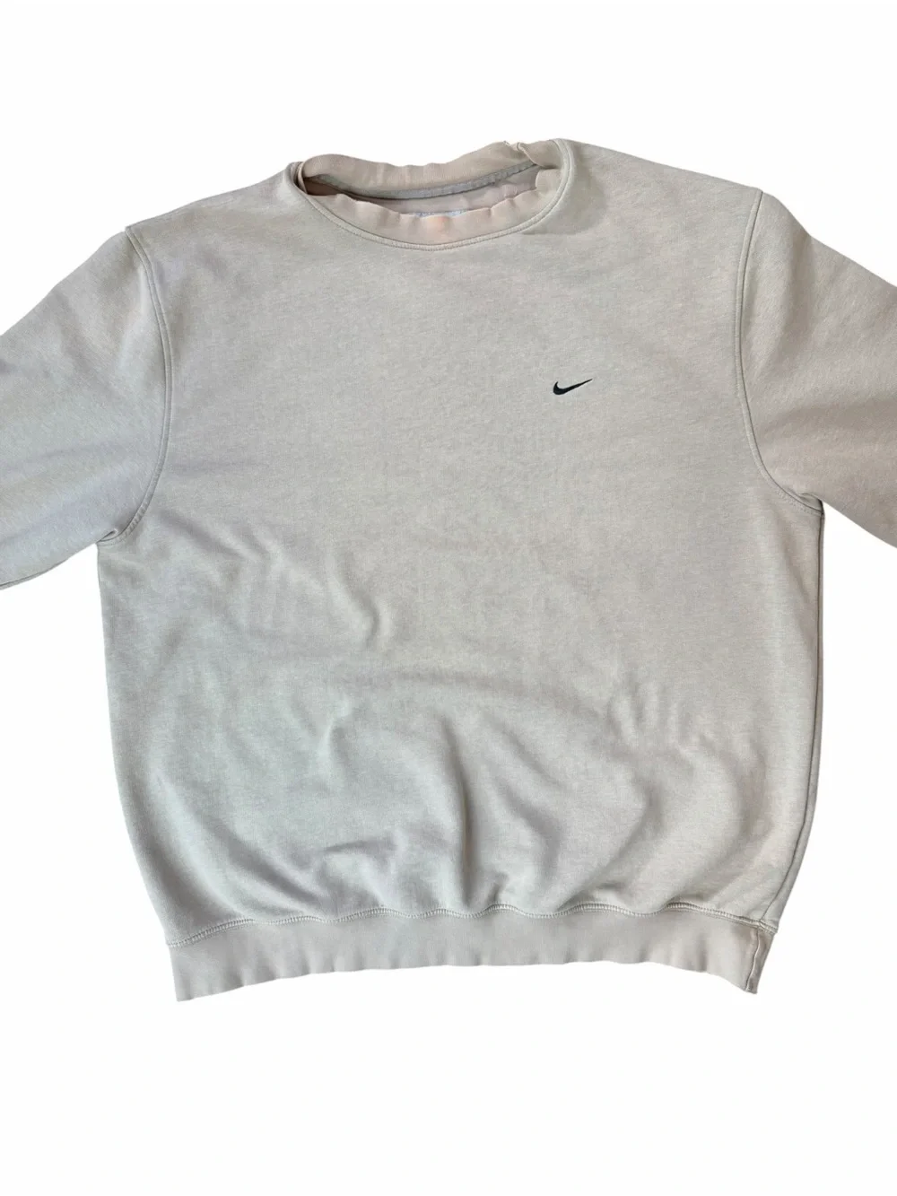 Vintage Y2K Nike Mini Swoosh Crewneck Pullover Sweatshirt XXL Cream Streetwear